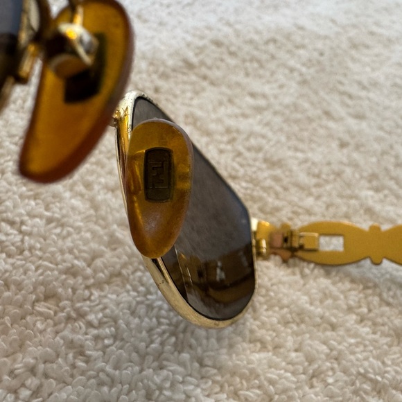 Fendi vintage sunglasses oval gold-tone frames-brown lenses tortoiseshell arms
